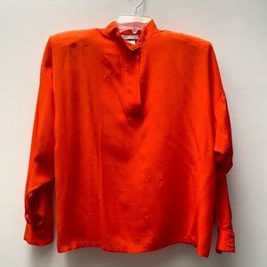 Jenny Orange Blouse with Single Collar Button